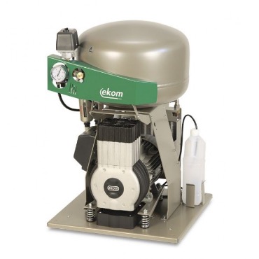 EKOM DK50 PLUS M - безмасляный компрессор для одной стоматологической установки без кожуха, с осушителем, с ресивером 25 л (6 - 8 бар)