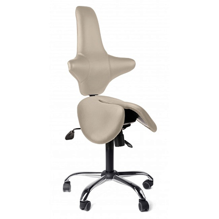 Gravitonus EZDuo Back - эргономичный стул-седло врача-стоматолога со спинкой, двуразделенное седло